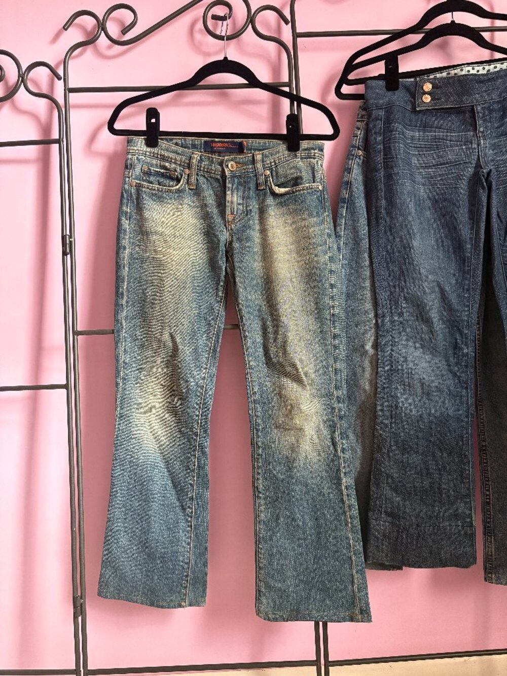 Y2K Vigoss Low Rise Flare Jeans Embroidered Pockets 3/4 30x32